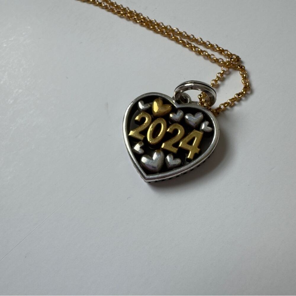 Brighton Elegant Gold & Silver Heart Pendant 2024 Necklace Chain w/ Rainbow Bag - Picture 4 of 10